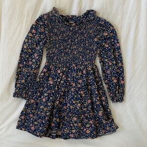 Polo by Ralph Lauren Navy Floral Smocked Long-Sleeve Dress
